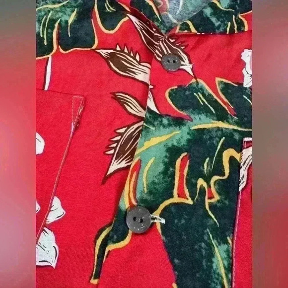 J Crew Camp Collar Hawaiian Aloha Shirt Mens Large Coconut Buttons 100% Viscose - Picture 6 of 10